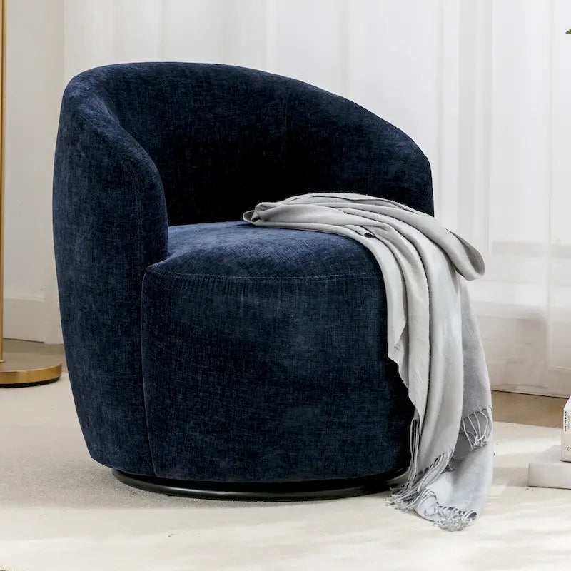 Small Swivel Accent Chair Comfy Round 360 Chenille Swivel Chair for Living Room Modern Round Accent Arm Chairs