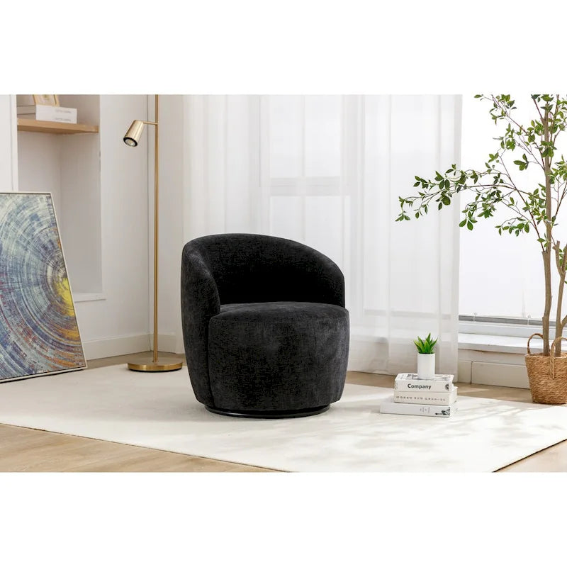 Small Swivel Accent Chair Comfy Round 360 Chenille Swivel Chair for Living Room Modern Round Accent Arm Chairs