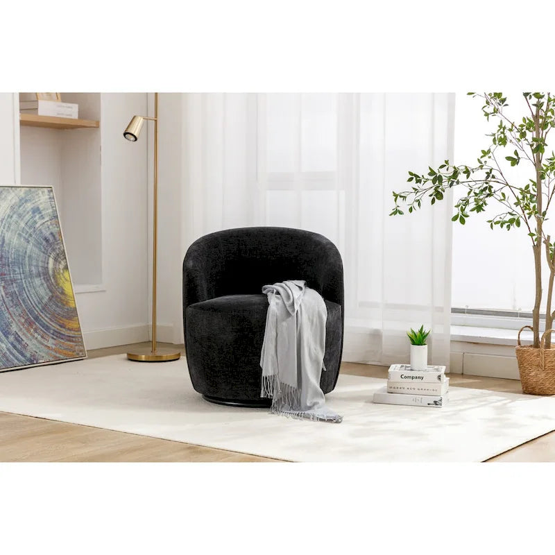 Small Swivel Accent Chair Comfy Round 360 Chenille Swivel Chair for Living Room Modern Round Accent Arm Chairs