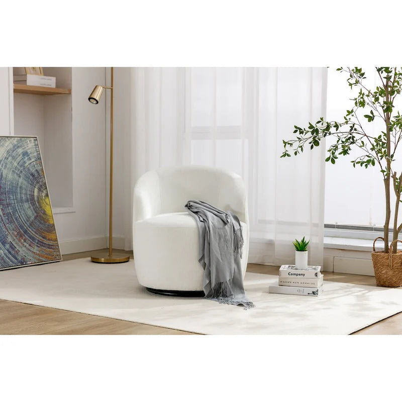 Petit fauteuil d'appoint pivotant confortable rond 360 en chenille pour salon Fauteuils d'appoint ronds modernes