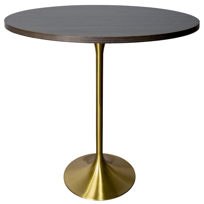 36 Round Dining Table with MDF Wood TableTop and Brushed Gold Base for Kitchen & Dining Room
