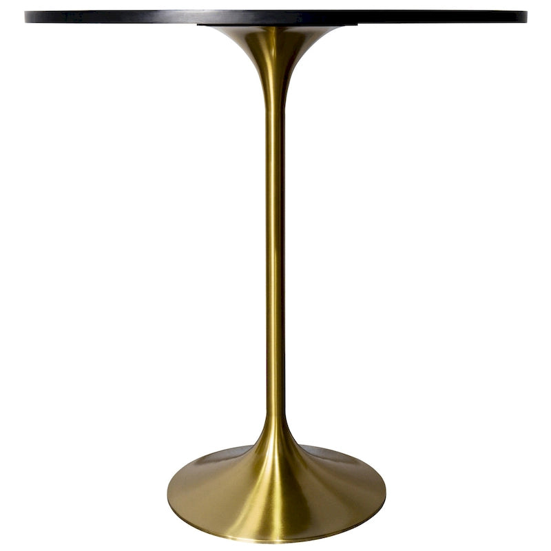 Table à manger ronde de 36 po avec plateau en MDF et base dorée brossée pour cuisine et salle à manger