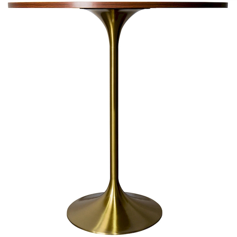 Table à manger ronde de 36 po avec plateau en MDF et base dorée brossée pour cuisine et salle à manger