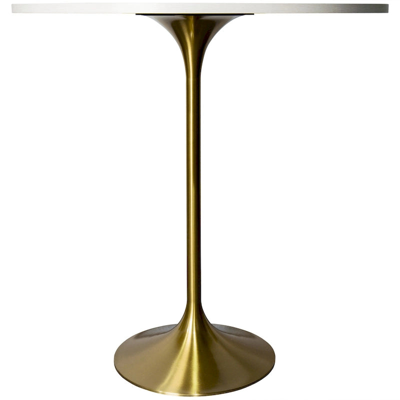 Table à manger ronde de 36 po avec plateau en MDF et base dorée brossée pour cuisine et salle à manger