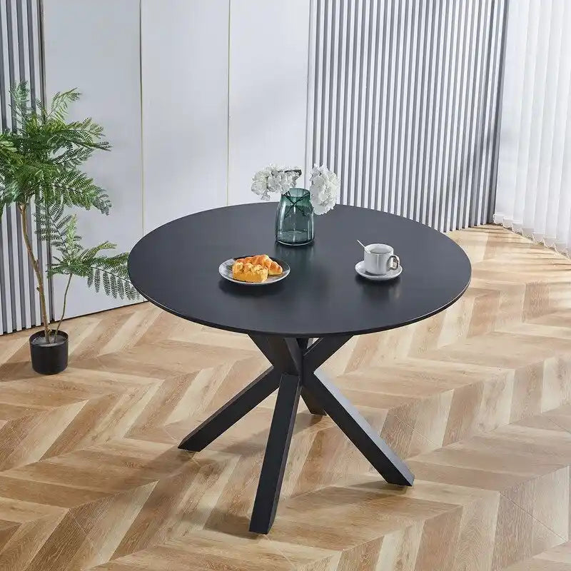 Mid-Century Modern Round Dininig Table with MDF Top and Pedestal Base, 42.1 End Table Leisure Table