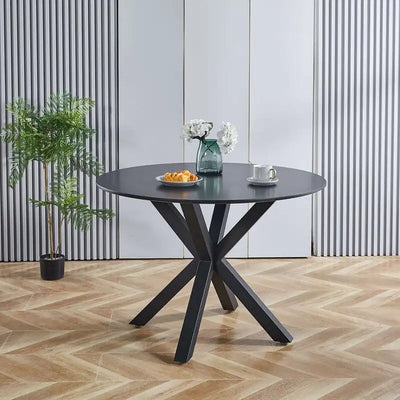 Table à manger ronde Mid-Century Modern avec plateau en MDF et pied central, table d'appoint de 42,1 po, table de loisirs