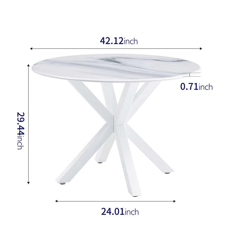 Table à manger ronde Mid-Century Modern avec plateau en MDF et pied central, table d'appoint de 42,1 po, table de loisirs