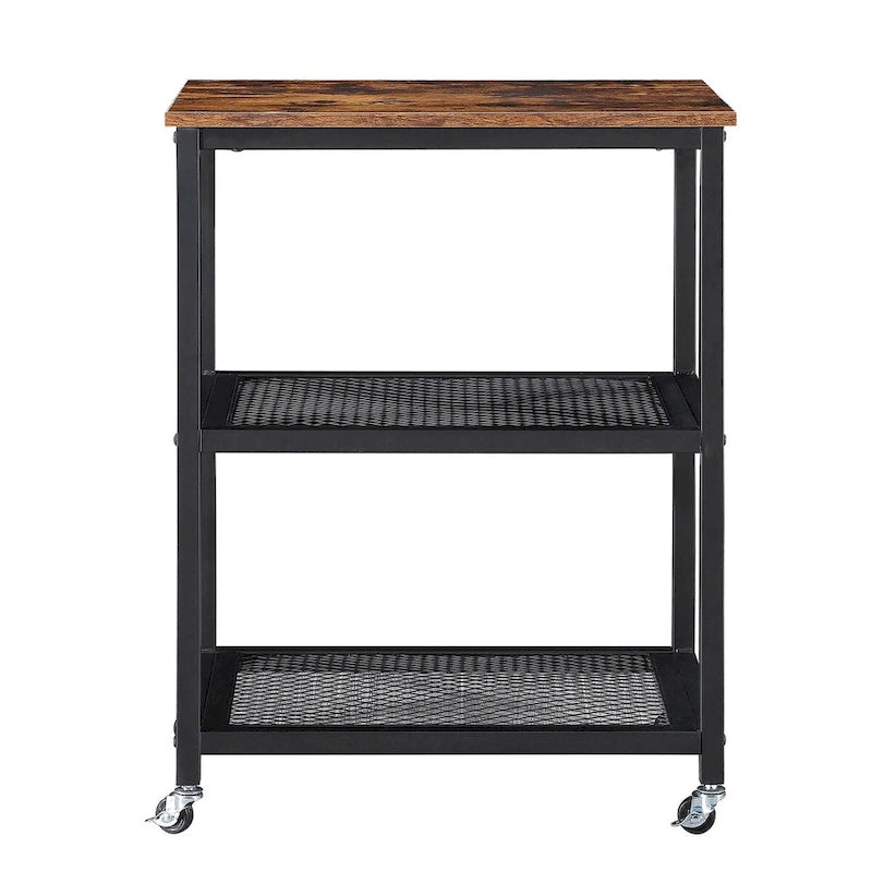 Industrial Rolling Kitchen Cart Serving Cart With Storage Shelves and Caster Wheels