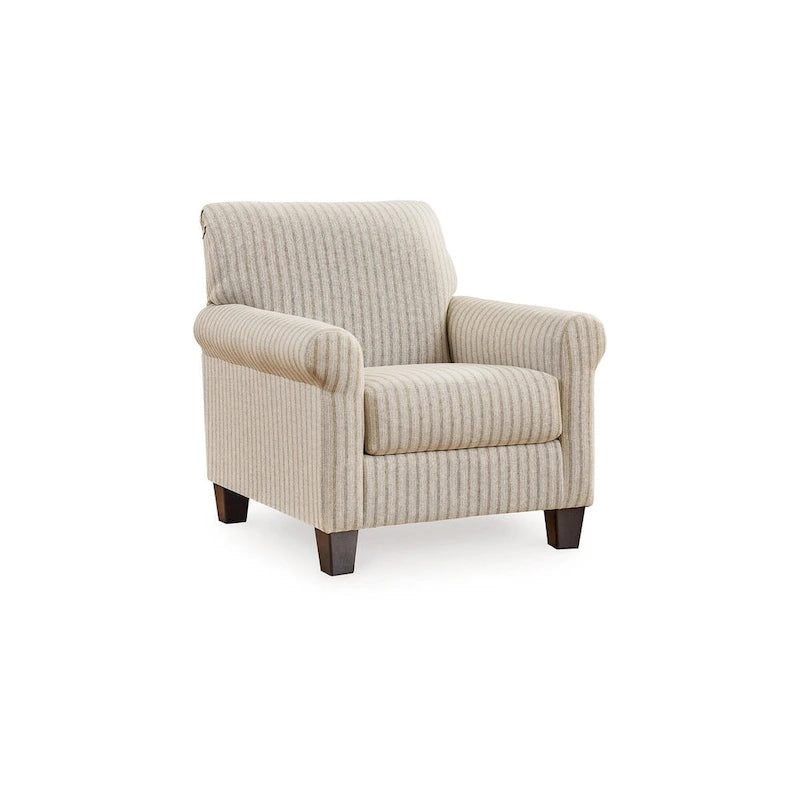 Fauteuil d'appoint 36 pouces, motif rayé, polyester beige grès