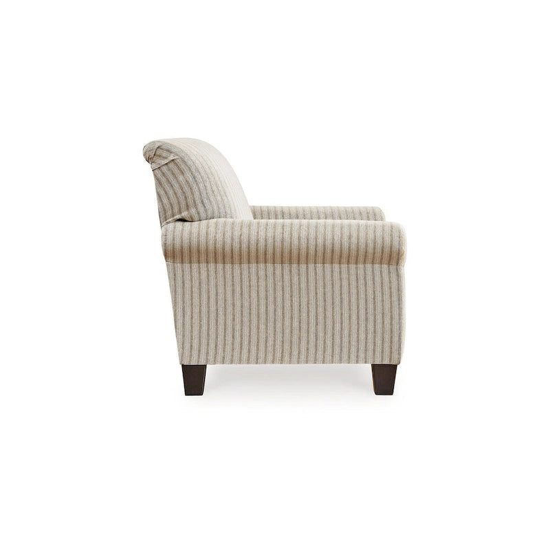 36 Inch Accent Armchair, Striped Pattern, Sandstone Beige Polyester