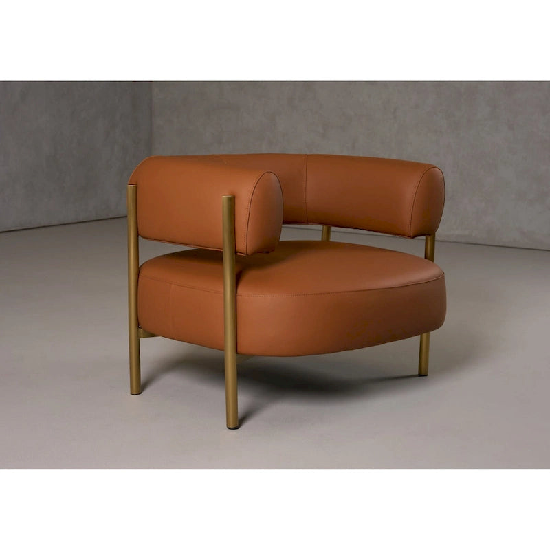 Modern Rust Leather Accent Chair