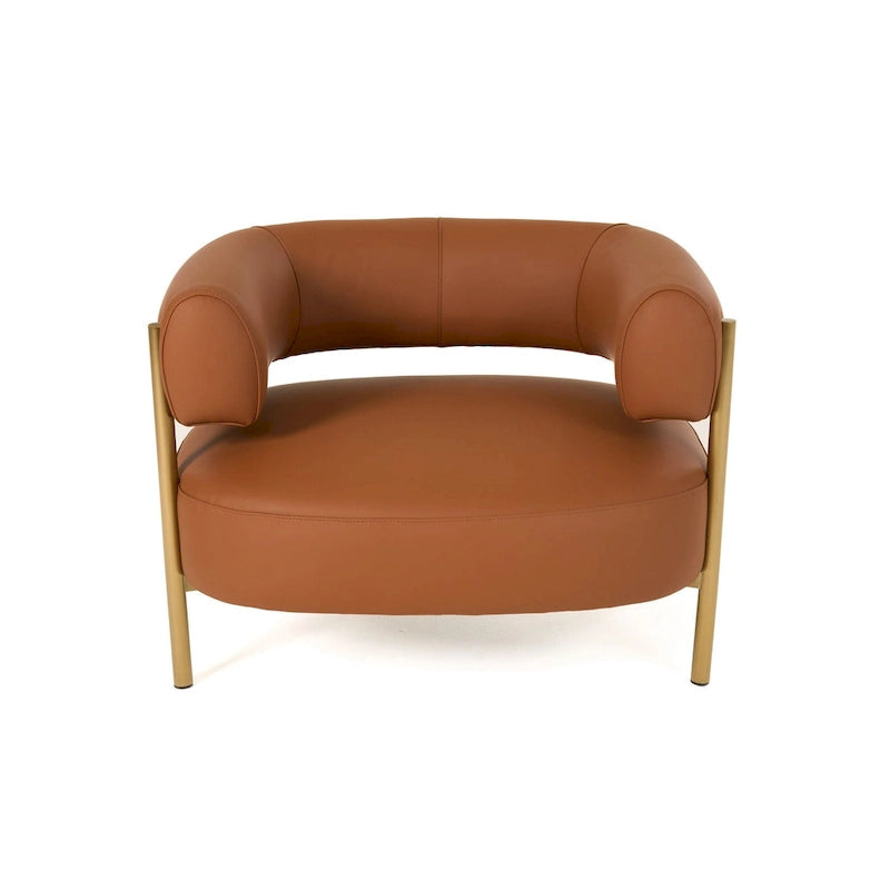 Modern Rust Leather Accent Chair