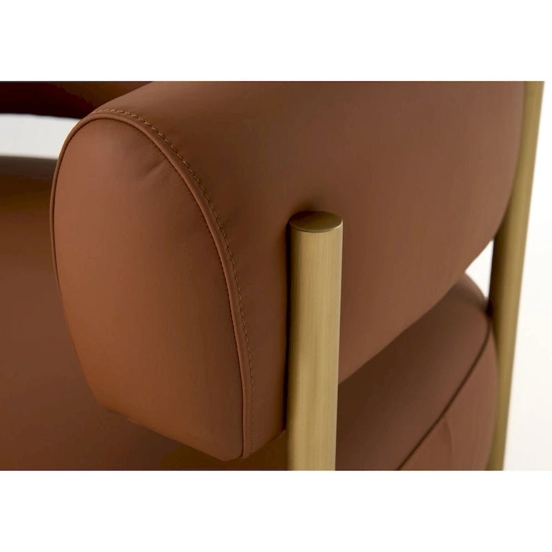 Fauteuil d'appoint moderne en cuir rouille