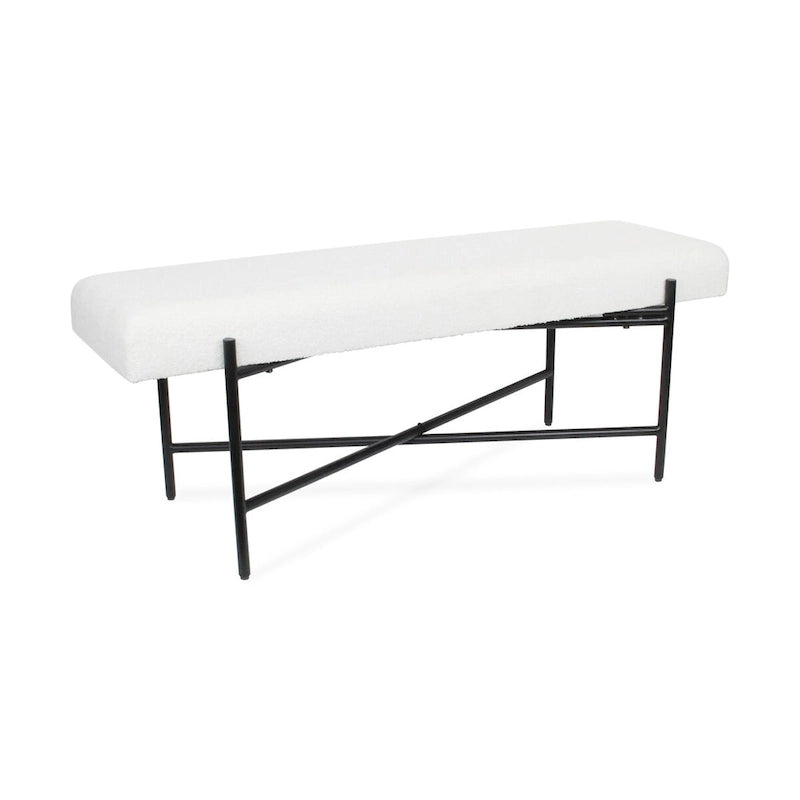 Banc d'entrée moderne blanc avec coussin sur le dessus