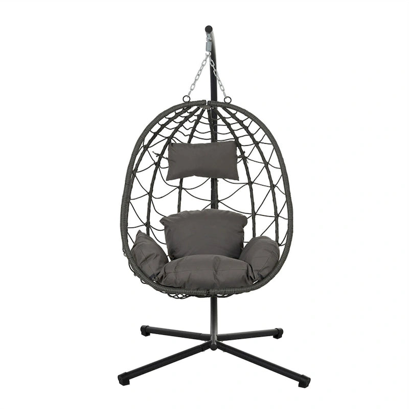 Indoor Outdoor Wicker Hanging Egg Chair with Stand