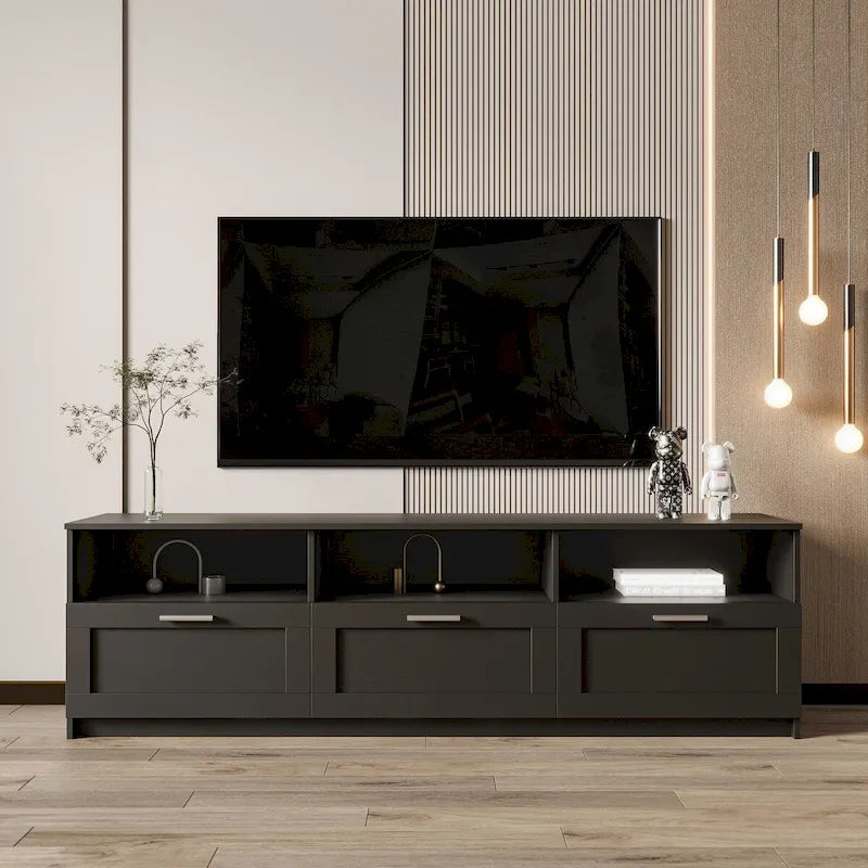 Modern Minimalist TV Cabinet 80 Inch TV Stand, Open Locker