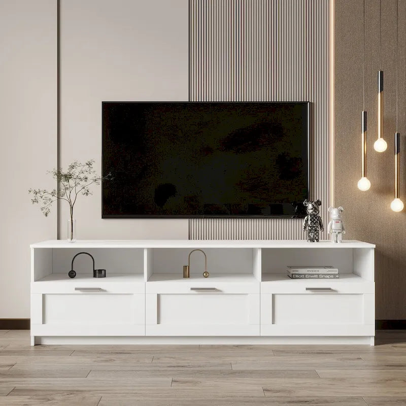 Modern Minimalist TV Cabinet 80 Inch TV Stand, Open Locker