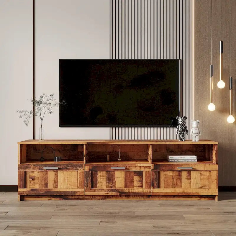 Modern Minimalist TV Cabinet 80 Inch TV Stand, Open Locker