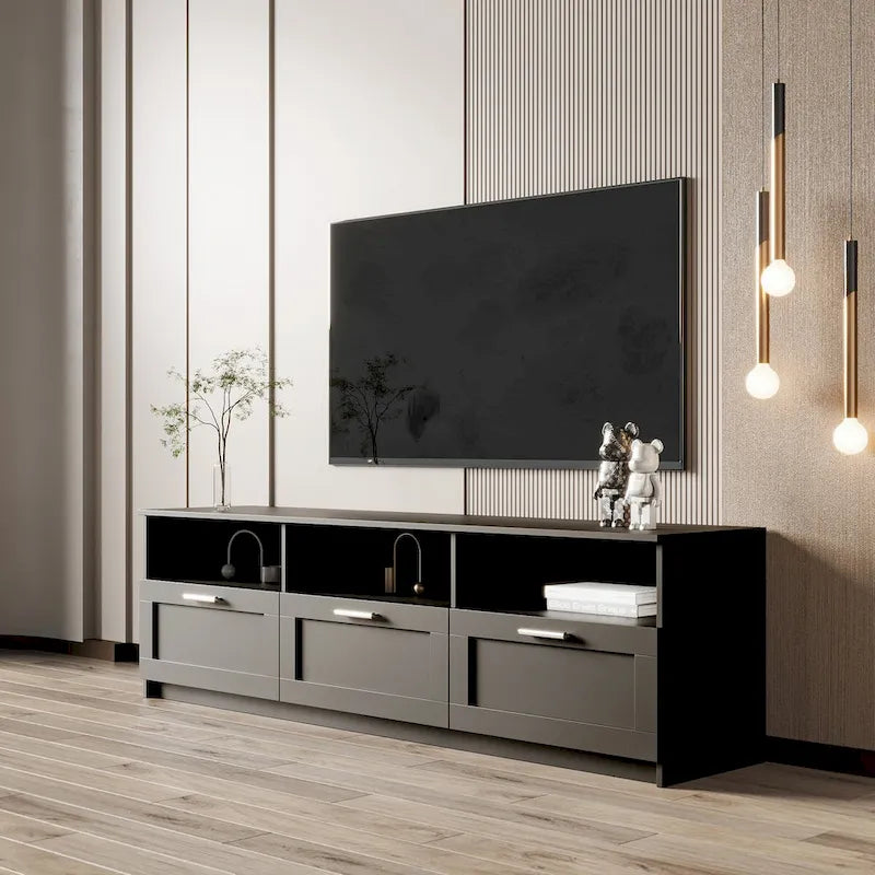 Meuble TV moderne et minimaliste de 80 pouces, avec casier ouvert