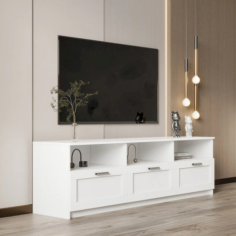 Meuble TV moderne et minimaliste de 80 pouces, avec casier ouvert