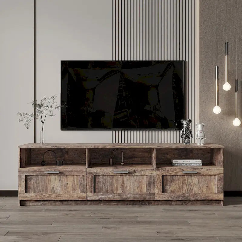 Meuble TV moderne et minimaliste de 80 pouces, avec casier ouvert
