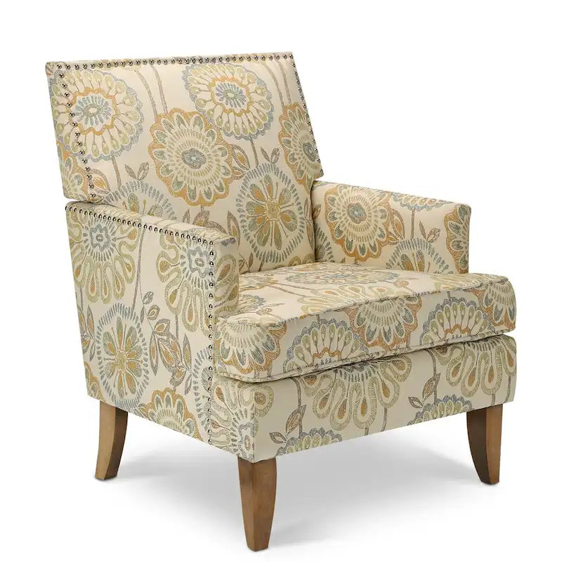 Fauteuils d'appoint rembourrés en tissu avec pieds en bois