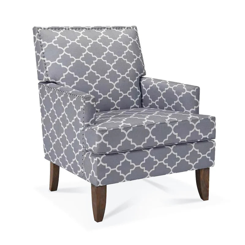 Fauteuils d'appoint rembourrés en tissu avec pieds en bois